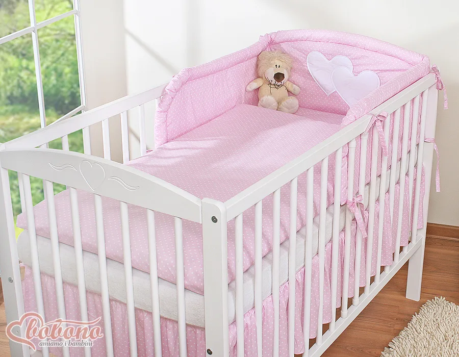Bedding set 3-pcs 135x100 - Hanging Hearts white polka dots on pink 2