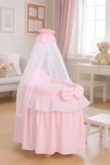 Wicker crib for doll Moses basket for dolls with drape LITTLE PRINCESS pink 6
