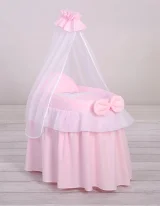 Wicker crib for doll Moses basket for dolls with drape LITTLE PRINCESS pink 2