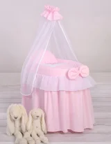 Wicker crib for doll Moses basket for dolls with drape LITTLE PRINCESS pink 3