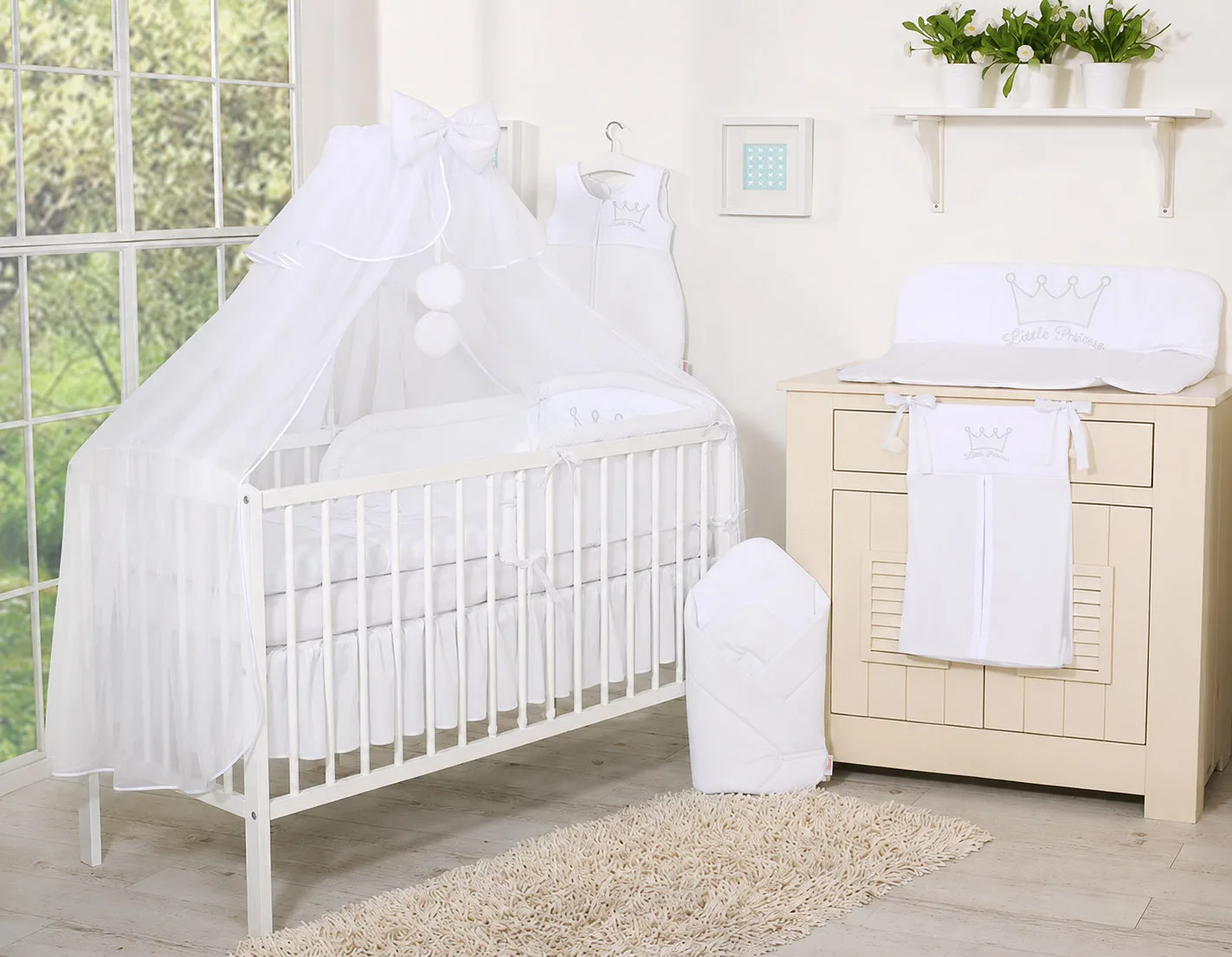 Dust Ruffle Crib - Bed Skirt - Masking flounce 120x60cm - white 3