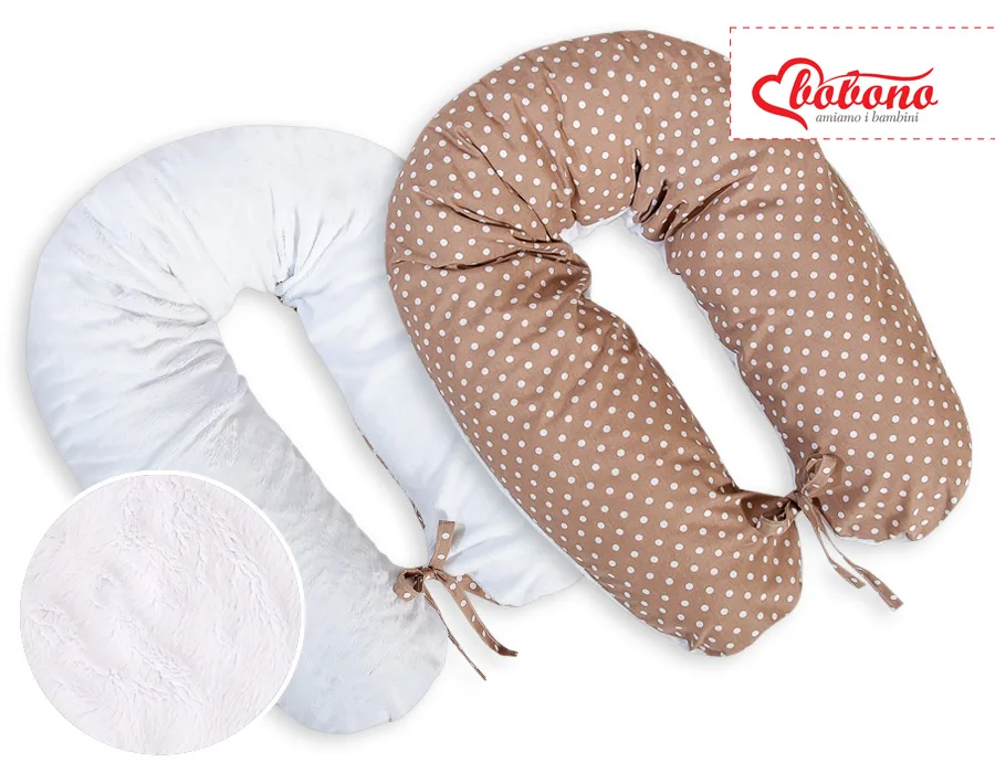 Pregnancy pillow- double-sided- White dots on brown 2