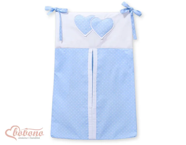 Diaper bag- Hanging hearts white dots on blue