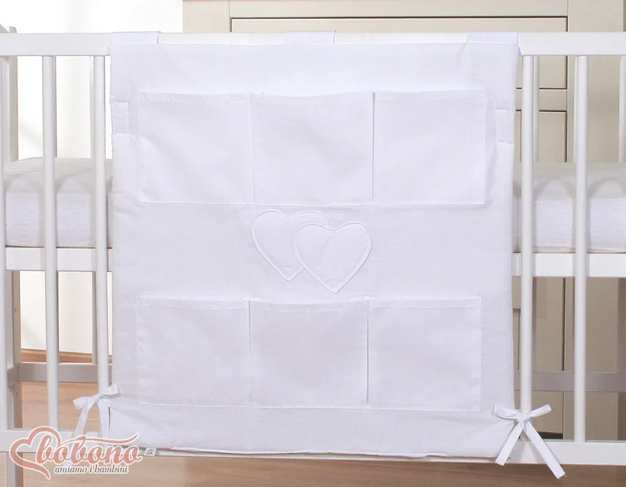 Cot tidy- Hanging Hearts white 2