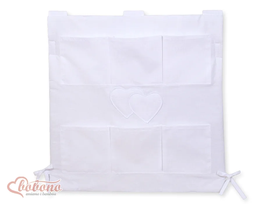 Cot tidy- Hanging Hearts white
