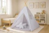 Teepee tent for kids + decorative feathers - grey rosette 2