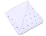 Big double-sided car seat blanket for babies - Grey stars on white 2
