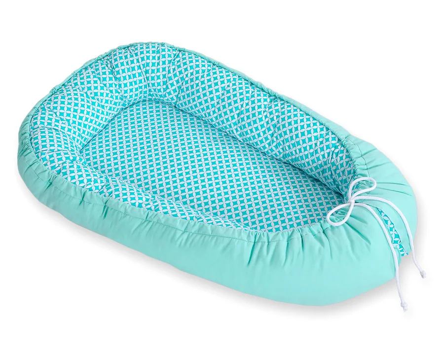 Baby nest double-sided Premium Cocoon for infants BOBONO- Mint rosette 2
