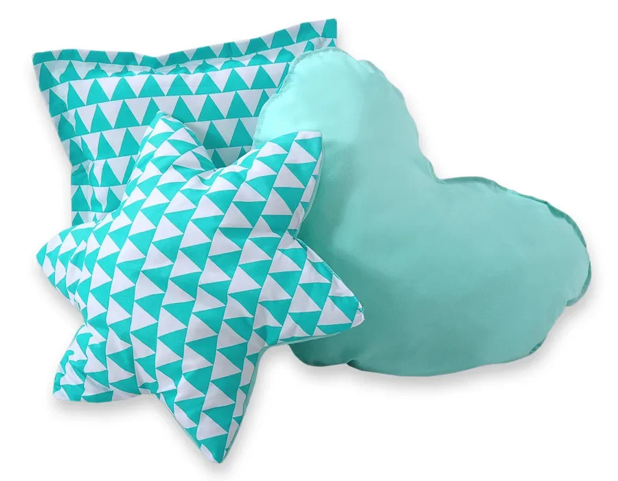 3pcs pillow set - triangles mint